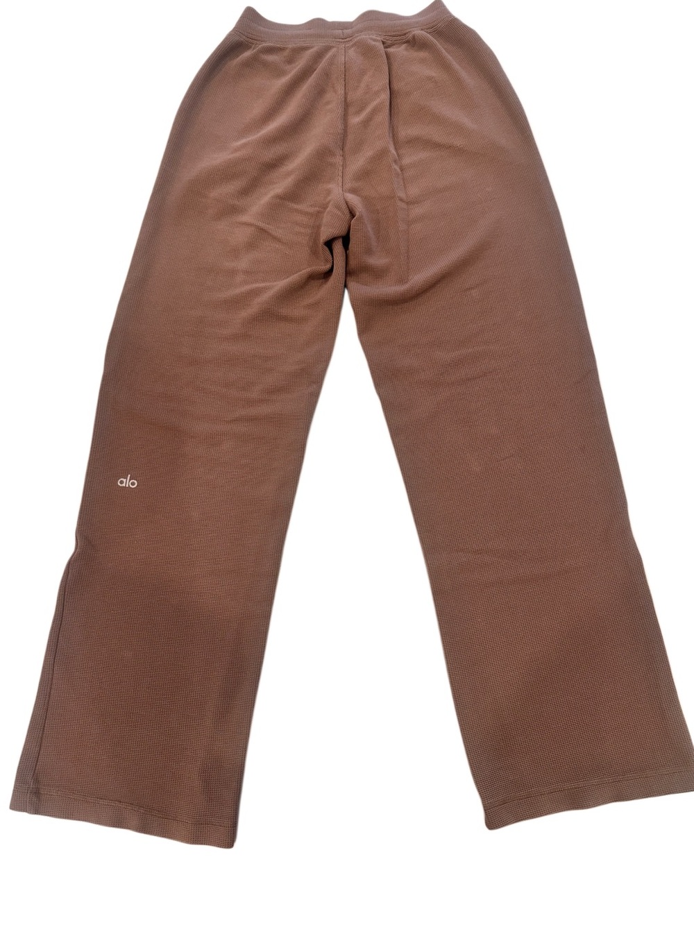 Alo Women's Brown Waffle Crop Top & Pants Set - Picture 8 of 13